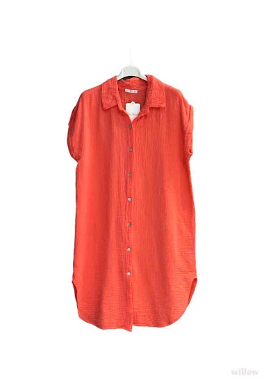 Wholesaler Willow - Shirt dress short sleeved in cotton gauze