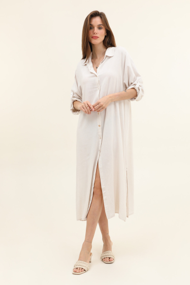 Grossiste Willow - Robe chemise longue en viscose et lin