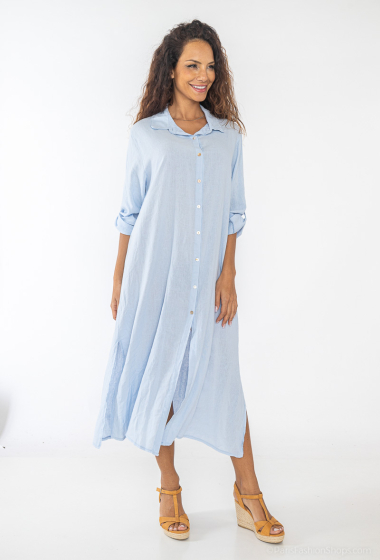 Großhändler Willow - Kurzes Hemdblusenkleid mit kurzen Ärmeln aus Baumwollgaze