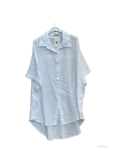 Grossiste Willow - Robe chemise oversize gaze de coton manches courtes