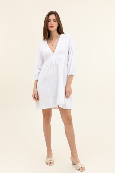 Wholesaler Willow - Short belted dress in cotton gauze
