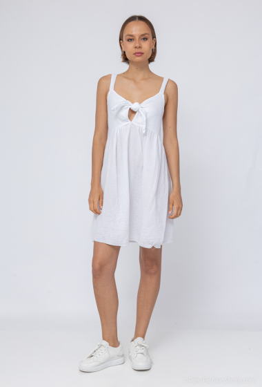 Wholesaler Willow - Short bow-front dress in cotton gauze