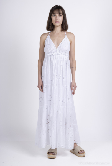 Wholesaler Willow - Long dress with English embroidery