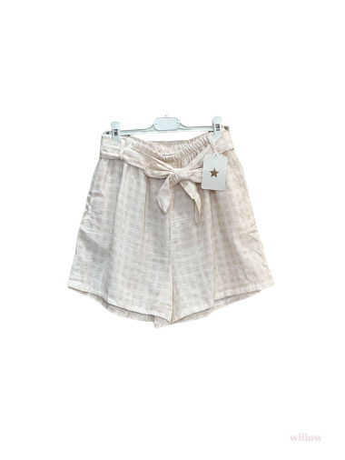 Wholesaler Willow - Striped cotton gauze shorts with belt