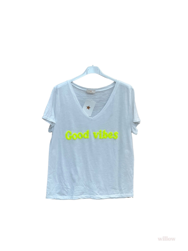 Mayorista Willow - Camiseta algodón buenas vibraciones bordada