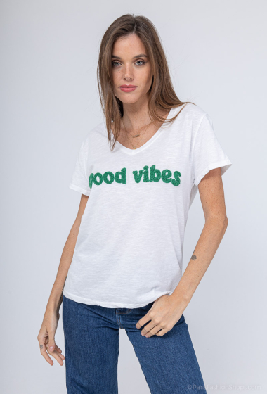 Grossiste Willow - T-shirt coton good vibes brodé