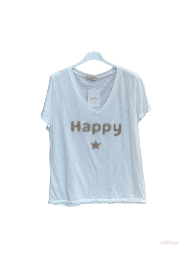 Mayorista Willow - Camiseta bordada feliz