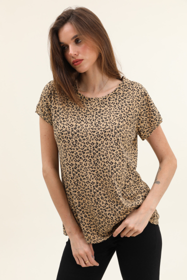 Mayorista Willow - Camiseta cuello redondo leopardo