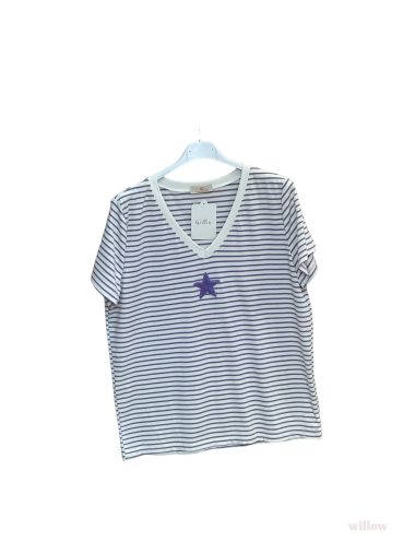Grossiste Willow - T-shirt marinière étoile brodée