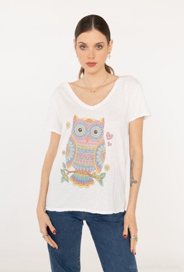 Grossistes Willow - T-shirt strass hiboux