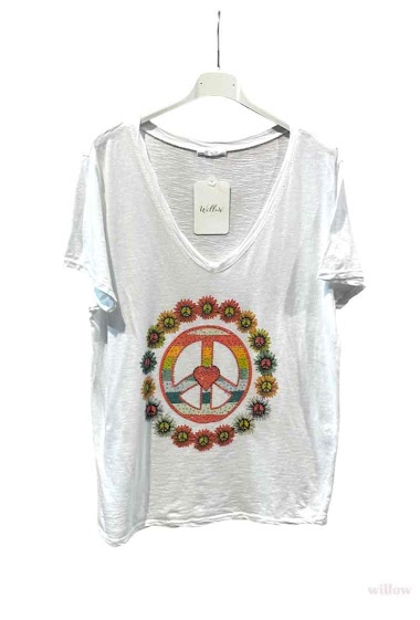 Wholesaler Willow - Rhinestone peace t-shirt