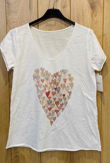 Grossiste Willow - Tee shirt coeur strass