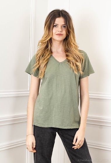 Grossiste Willow - Tee-shirt coton uni col lurex