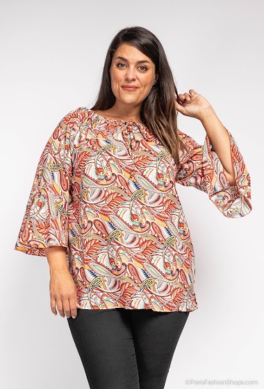Wholesaler World Fashion - Fluid & casual GT tunic with bell-bottom sleeves - Printed