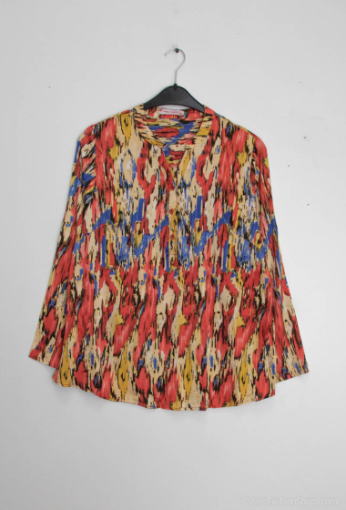 Wholesaler World Fashion - GT fluid & casual blouse with silk and long sleeves - Printed