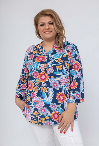 Wholesaler World Fashion - Flowy & casual GT blouse with 3/4 sleeves - Flower print