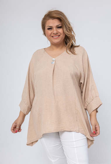 Wholesaler World Fashion - Flowy & casual GT blouse with 3/4 sleeves - Plain
