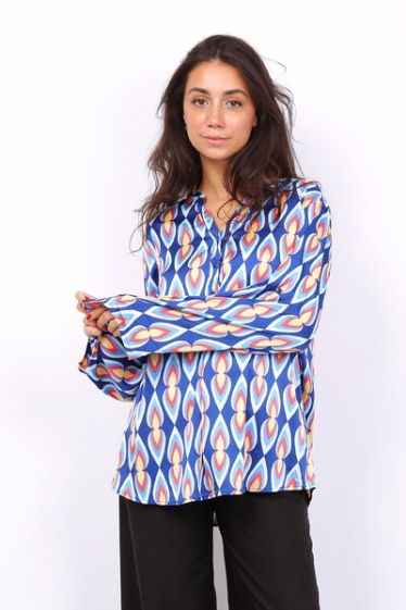 Wholesaler World Fashion - GT fluid & casual blouse with silk and long sleeves - Printed