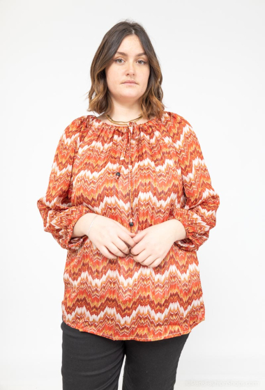 Wholesaler World Fashion - Fluid & casual GT long-sleeved blouse with gold - Printed