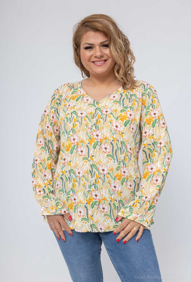 Wholesaler World Fashion - Flowy & casual GT long-sleeved blouse - Flower print