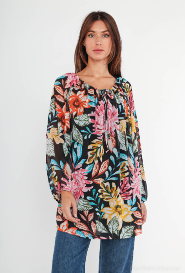 Wholesaler World Fashion - Flowy & casual GT long-sleeved blouse - Tropical print