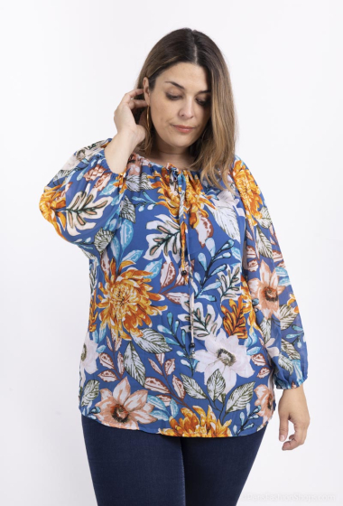 Wholesaler World Fashion - Flowy & casual GT long-sleeved blouse - Tropical print
