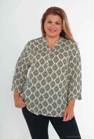 Wholesaler World Fashion - Flowy & casual GT blouse with 3/4 sleeves - Printed