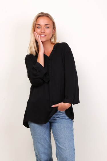 Grossiste World Fashion - Blouse fluide & casual GT manches 3/4 - Uni