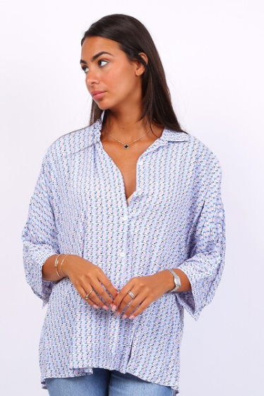 Wholesaler World Fashion - Fluid & casual GT shirt with 3/4 sleeves - Diamond print