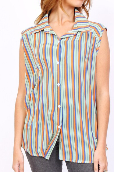 Wholesaler World Fashion - Fluid & casual GT sleeveless shirt - Stripe print