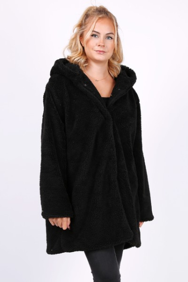 Wholesaler World Fashion - GT fleece coat with hood - Plain