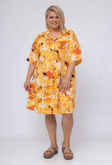 Wholesaler World Fashion - GT short-sleeved fluid & casual shirt dress - Tropical print