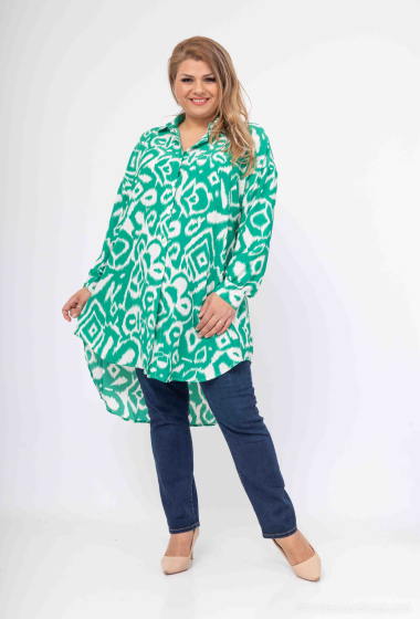 Wholesaler World Fashion - Flowy & casual GT long-sleeved shirt dress - Bohemian print