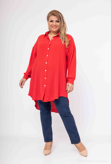 Wholesaler World Fashion - GT long-sleeved fluid & casual shirt dress - Plain