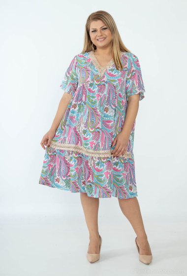 Wholesaler World Fashion - Lace ruffle dress GT short sleeves - Printed