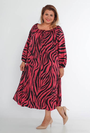 Wholesaler World Fashion - GT long sleeve long dress - Zebra print