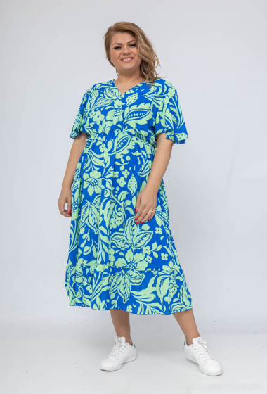 Wholesaler World Fashion - Flowy & casual GT dress with small sleeves - Flower print