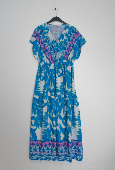 Wholesaler World Fashion - Flowy & casual GT dress with small sleeves - Tropical print