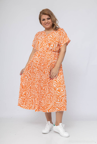 Wholesaler World Fashion - Flowy & casual GT dress with small sleeves - Zebra print