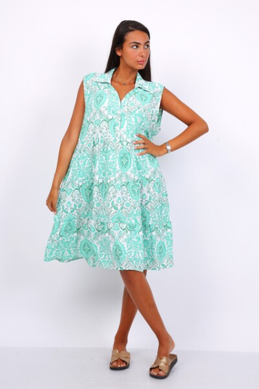 Wholesaler World Fashion - Flowy & casual GT sleeveless dress - Bohemian print