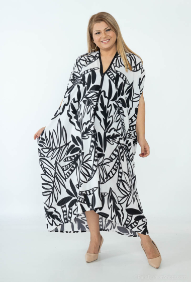 Grossiste World Fashion - Robe kimono GT petites manches - Imprimé tropical