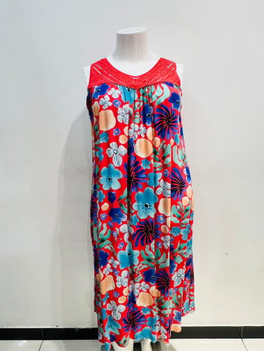 Wholesaler World Fashion - GT sleeveless long lace dress - Flower print