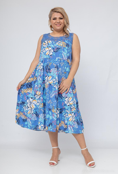 Wholesaler World Fashion - GT sleeveless long lace dress - Flower print