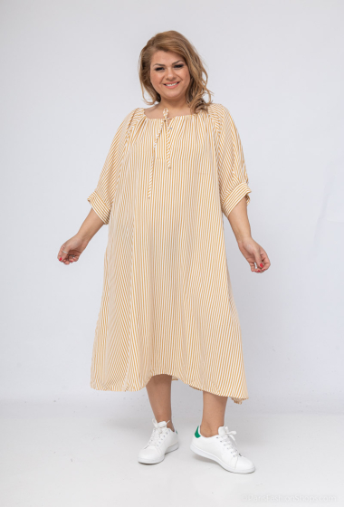 Wholesaler World Fashion - Long GT half-sleeved dress - Stripe print