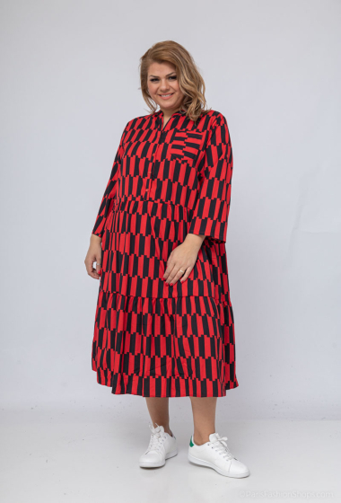 Wholesaler World Fashion - GT long dress 3/4 sleeves - Geometric print