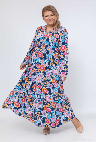 Wholesaler World Fashion - GT long sleeve long dress - Flower print