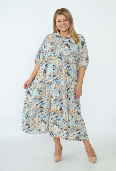 Wholesaler World Fashion - GT short-sleeved long ruffle dress - Printed