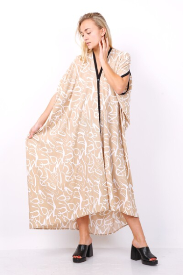 Großhändler World Fashion - GT-Kimonokleid mit kleinen Ärmeln – bedruckt