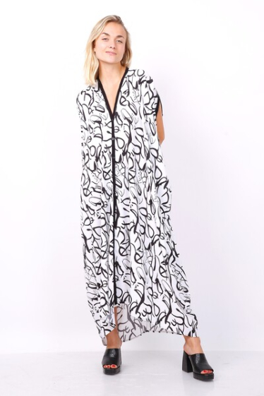 Wholesaler World Fashion - GT kimono dress with small sleeves - Printed
