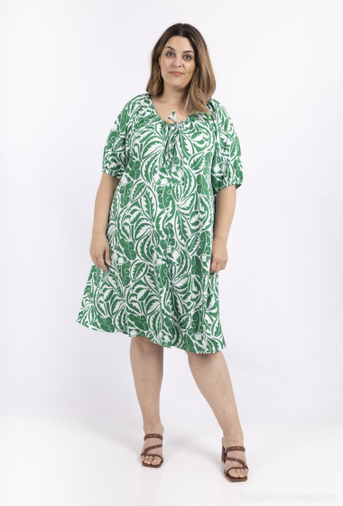 Wholesaler World Fashion - Short-sleeved GT tunic dress - Tropical print